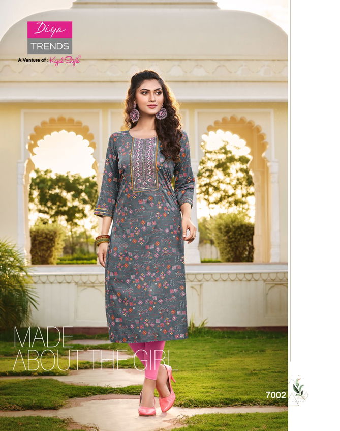 Victorias Vol 7 By Diya Trends Ethnic Wear Wholesale Embroidery Kurtis Catalog
